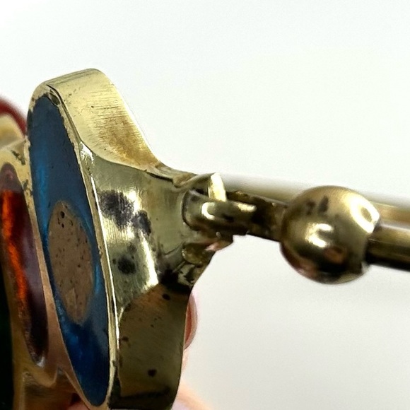 Artisan Made in Greece Inlay Stones Brass Bangle - Picture 2 of 16